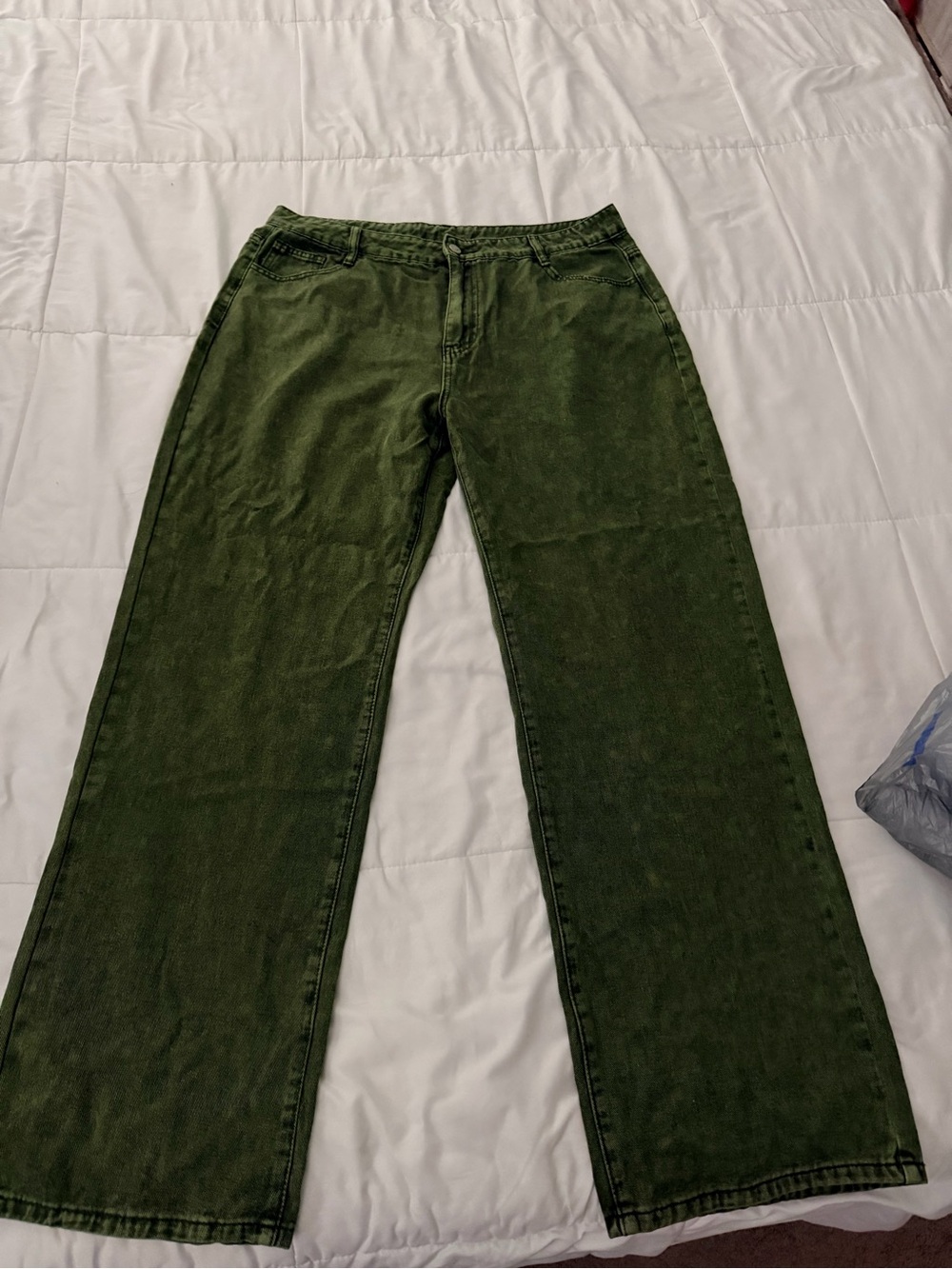 Olive Green Wide Leg Corduroy Pants